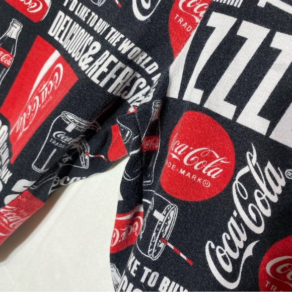 Vintage Coca Cola Red Black Logos Graphic Tapered Fit Joggers Sweatpants M - Picture 9 of 16